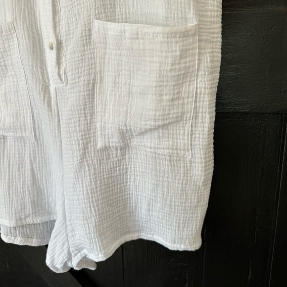 4OUR DREAMERS Soft White Gauzy Cotton Button Front Boho Lightweight Romper Sz L - Picture 5 of 7